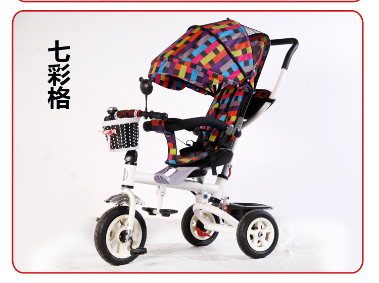 Factory Direct Sales Children's Three-Wheeled Trolley Baby Child Bicycle with Umbrella Canopy Rear Storage Basket Children's Toy Car