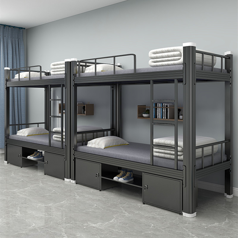 Upper and Lower Bunk Iron Bed Height-Adjustable Bed Staff Dormitory Canopy Bed Student Dormitory Bunk Bed Apartment Adult Iron Bed