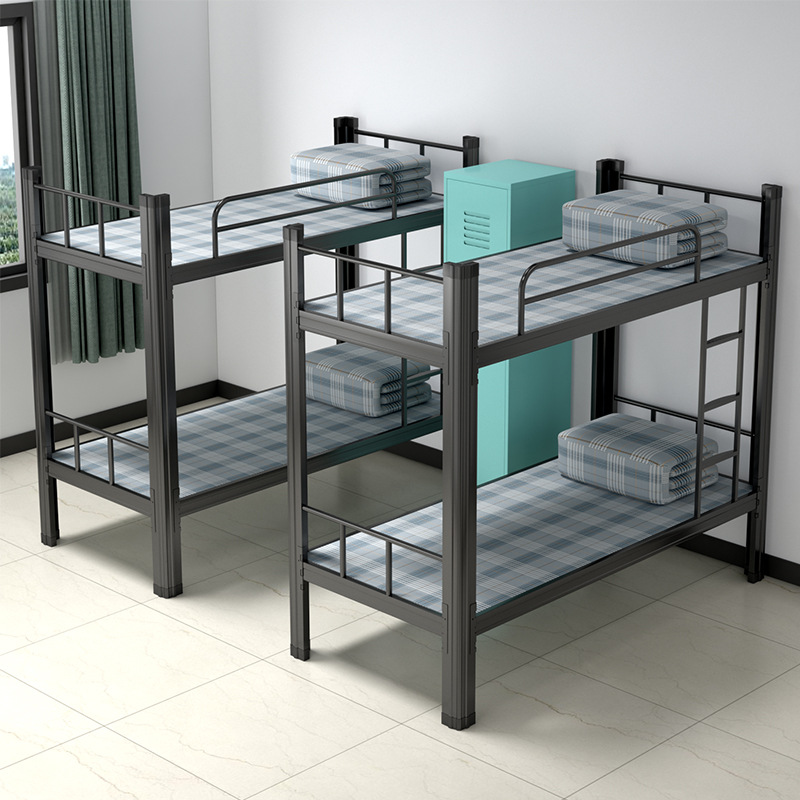 Oumeite Upper and Lower Bunk Iron Bed Staff Canopy Bed Height-Adjustable Bed Student Dormitory Double-Layer Profile Iron Frame Rental Room Bed