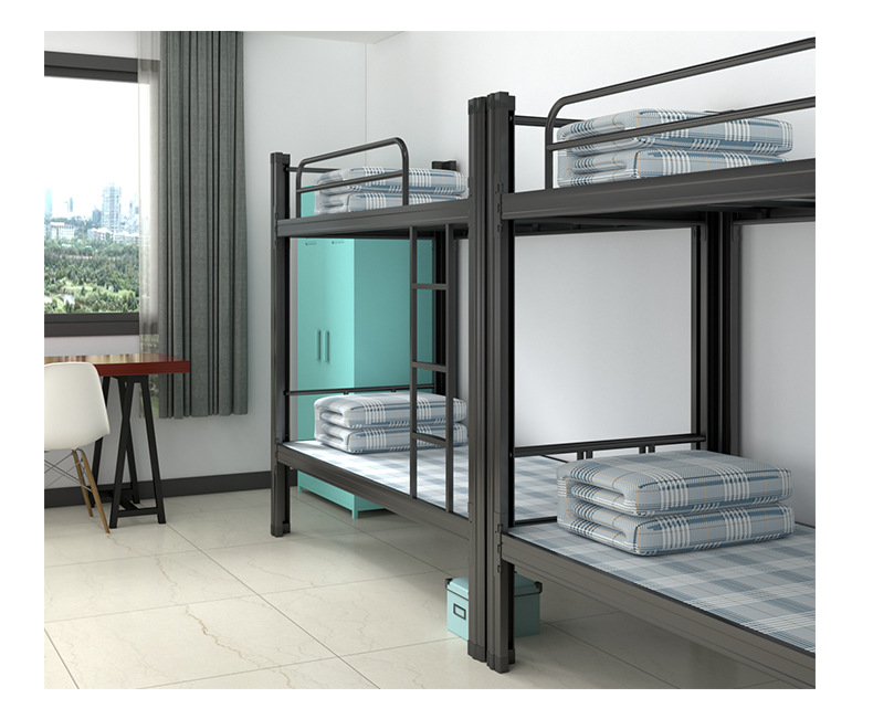 Oumeite Upper and Lower Bunk Iron Bed Staff Canopy Bed Height-Adjustable Bed Student Dormitory Double-Layer Profile Iron Frame Rental Room Bed