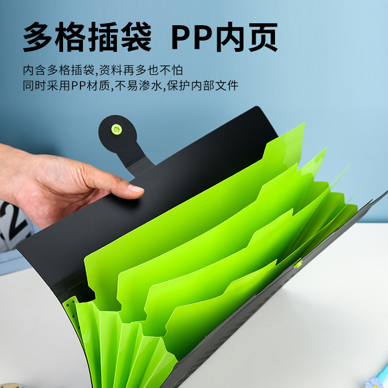 5-Grid Large Capacity A4 File Holder Multi-Layer Folder Student Test Paper Clip File Binder Storage File Bag Storage Book
