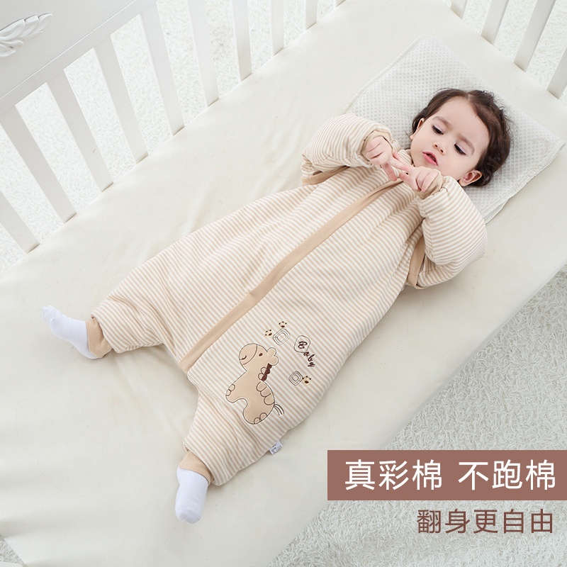 Factory Wholesale Color Cotton Split Leg Sleeping Bag Baby Anti-Kick Quilt Airable Cover Baby Children&#039;s Sleeping Bag Baby Autumn and Winter Sleeping Bags