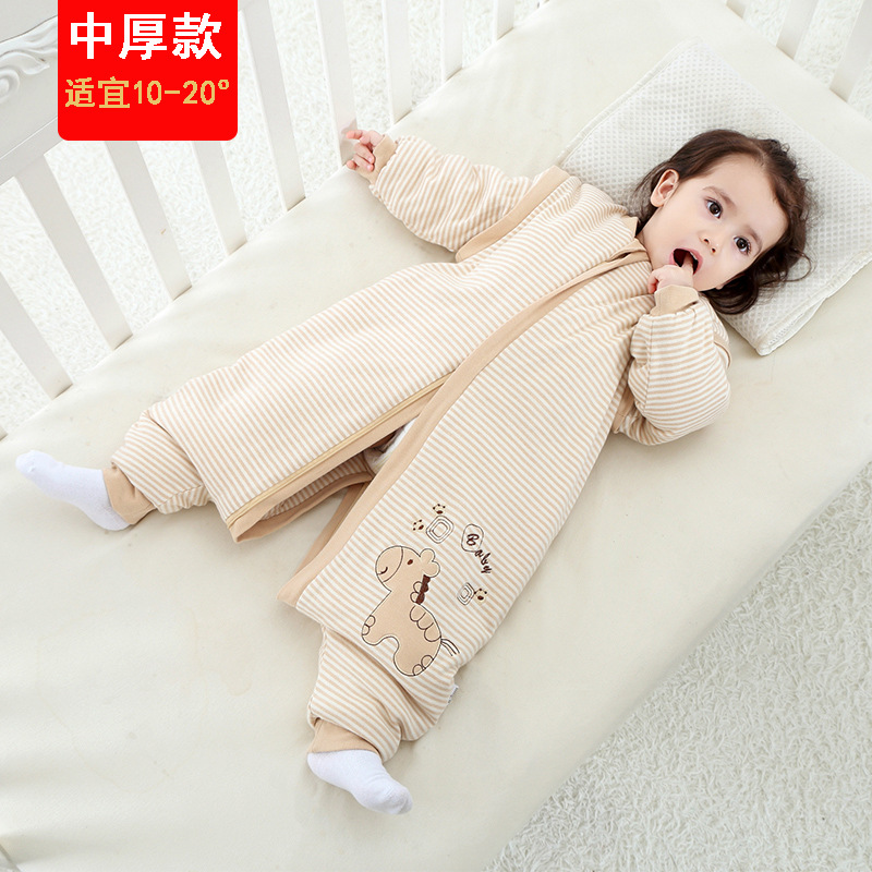 Factory Wholesale Color Cotton Split Leg Sleeping Bag Baby Anti-Kick Quilt Airable Cover Baby Children&#039;s Sleeping Bag Baby Autumn and Winter Sleeping Bags