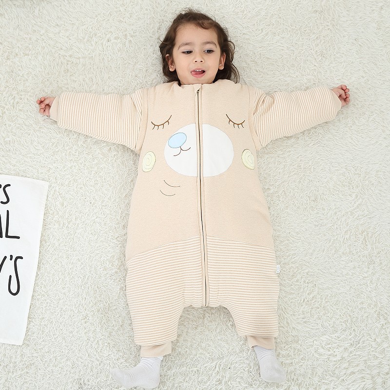 Factory Wholesale Color Cotton Split Leg Sleeping Bag Baby Anti-Kick Quilt Airable Cover Baby Children&#039;s Sleeping Bag Baby Autumn and Winter Sleeping Bags