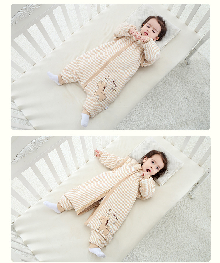 Factory Wholesale Color Cotton Split Leg Sleeping Bag Baby Anti-Kick Quilt Airable Cover Baby Children's Sleeping Bag Baby Autumn and Winter Sleeping Bags