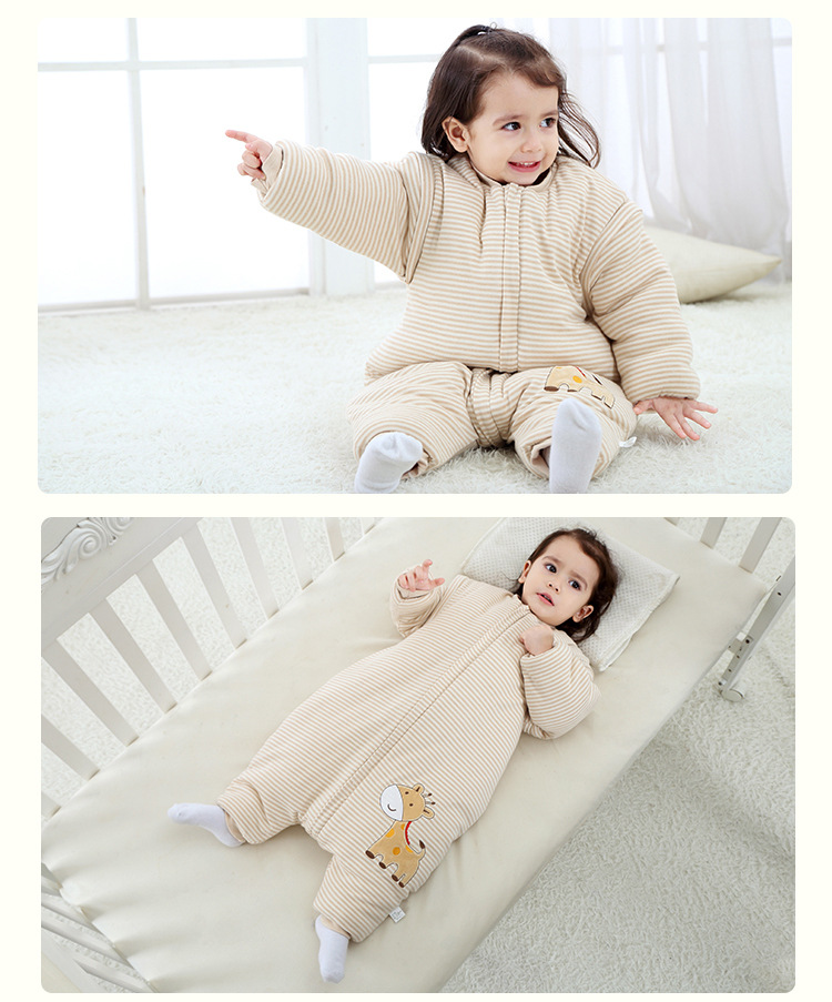 Factory Wholesale Color Cotton Split Leg Sleeping Bag Baby Anti-Kick Quilt Airable Cover Baby Children's Sleeping Bag Baby Autumn and Winter Sleeping Bags