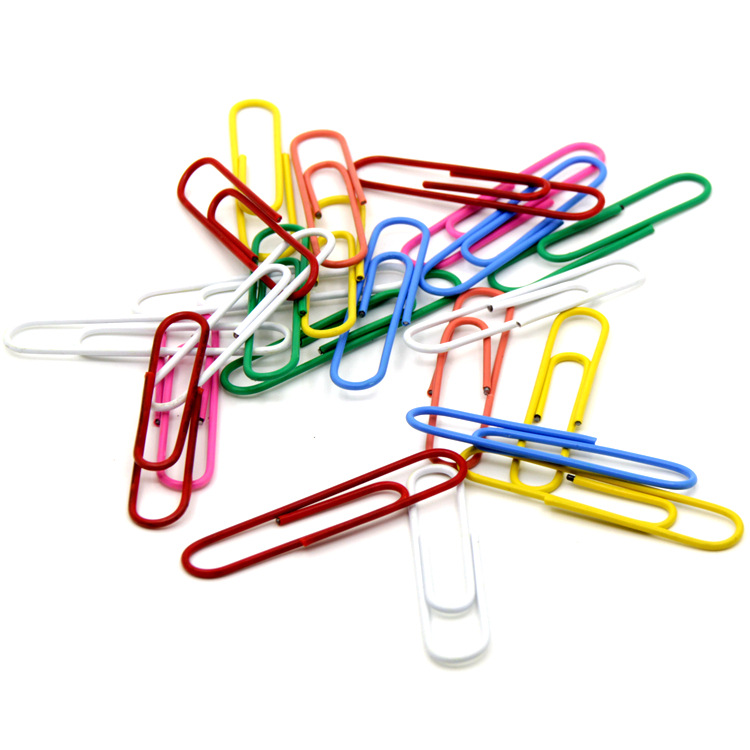Office Supplies Color Plastic-Covered Paper Clip Nickel Plated Silver Paper Clip File Bookmark Paper Clip Wholesale in Bulk