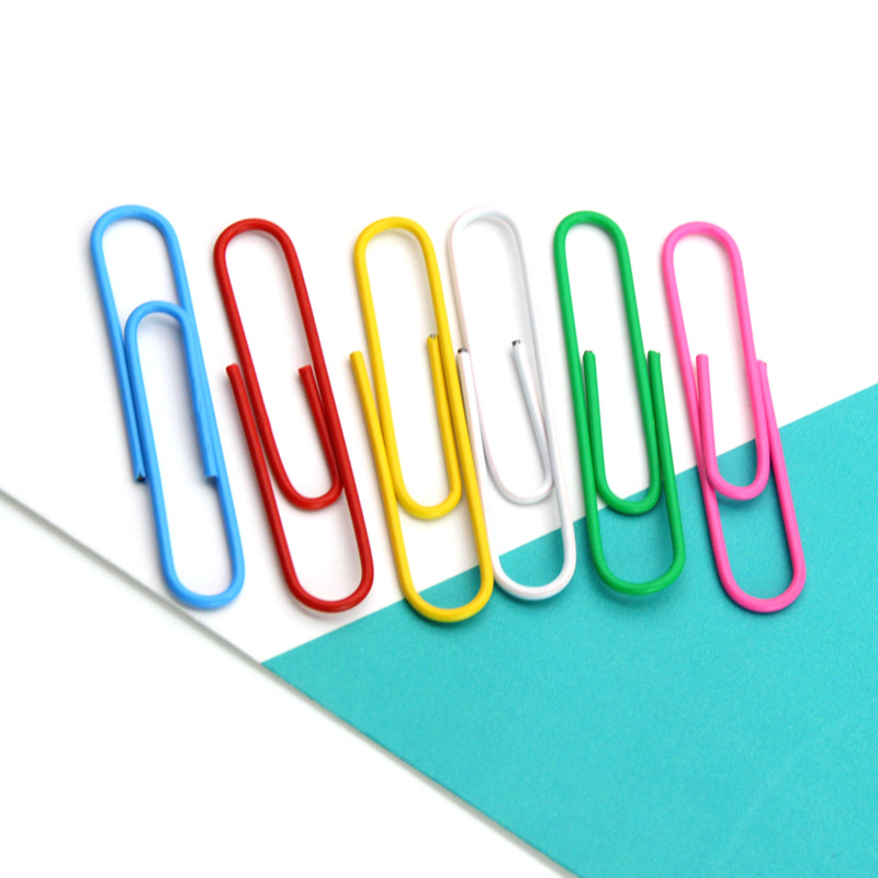 Office Supplies Color Plastic-Covered Paper Clip Nickel Plated Silver Paper Clip File Bookmark Paper Clip Wholesale in Bulk