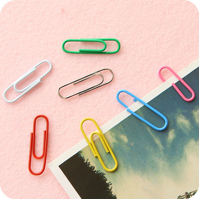 Office Supplies Color Plastic-Covered Paper Clip Nickel Plated Silver Paper Clip File Bookmark Paper Clip Wholesale in Bulk