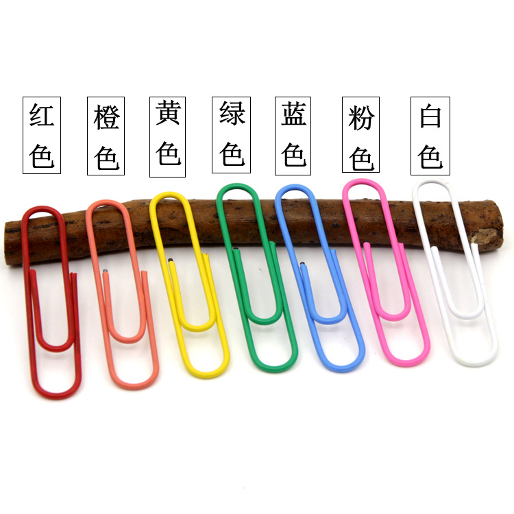 Office Supplies Color Plastic-Covered Paper Clip Nickel Plated Silver Paper Clip File Bookmark Paper Clip Wholesale in Bulk