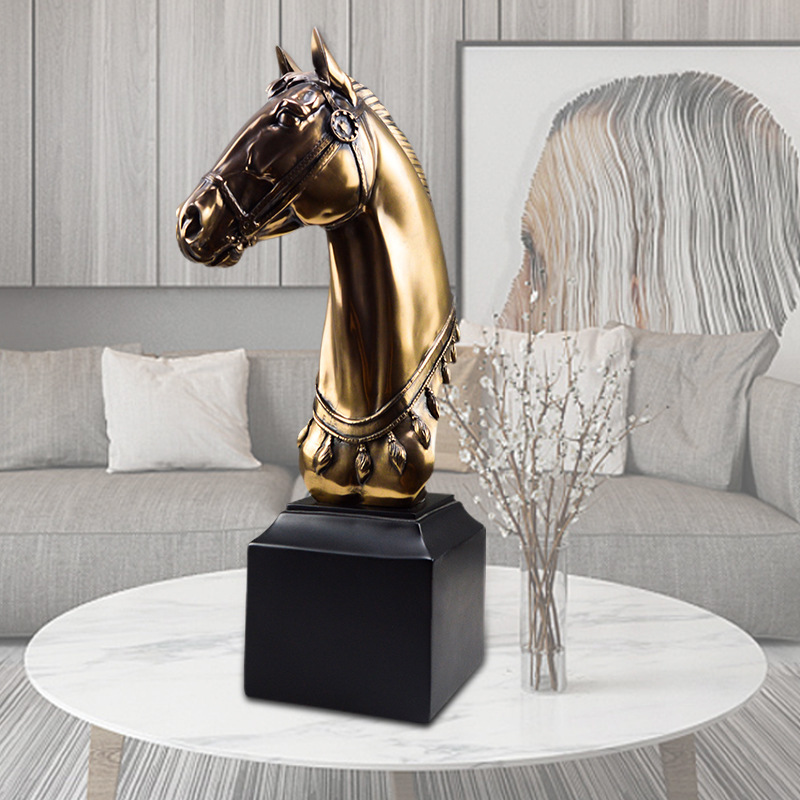 Modern Minimalist War Horse Head Decoration Light Luxury Living Room Study Office Home Decoration &amp; Ornament Resin Crafts