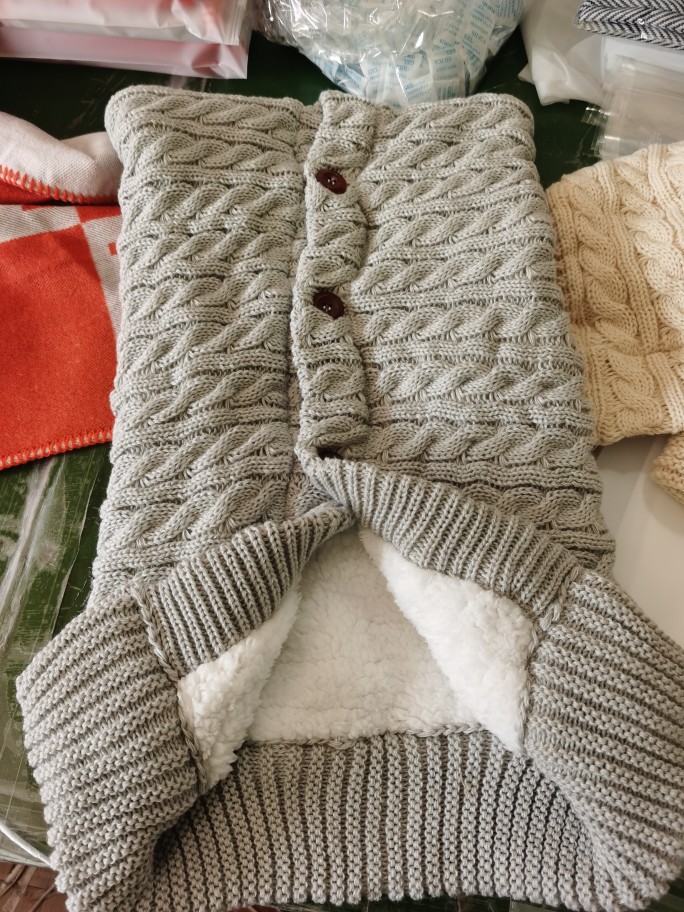 European and American Autumn Winter Baby Stroller Sleeping Bag Outdoor Button Baby Knitted Sleeping Bag Wool plus Velvet Thickened Swaddling Wrapping Quilt
