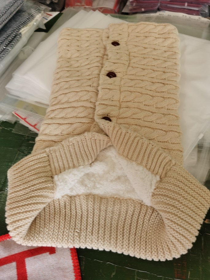 European and American Autumn Winter Baby Stroller Sleeping Bag Outdoor Button Baby Knitted Sleeping Bag Wool plus Velvet Thickened Swaddling Wrapping Quilt