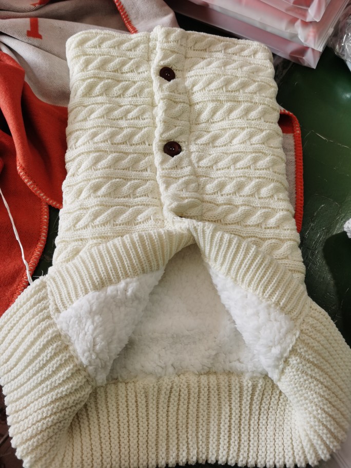 European and American Autumn Winter Baby Stroller Sleeping Bag Outdoor Button Baby Knitted Sleeping Bag Wool plus Velvet Thickened Swaddling Wrapping Quilt