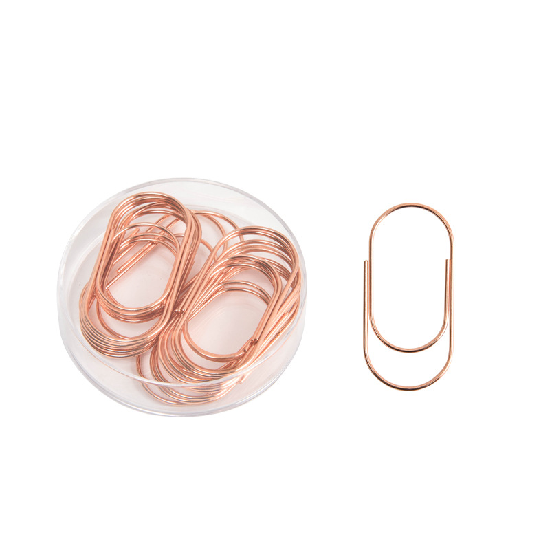 50mm Shaped Paper Clips Creative Customization 20 Pieces Color Paper Clip Metal Rose Gold Boxed Paper Clip