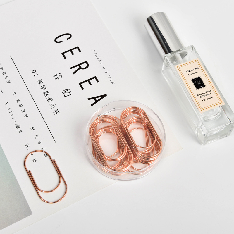 50mm Shaped Paper Clips Creative Customization 20 Pieces Color Paper Clip Metal Rose Gold Boxed Paper Clip
