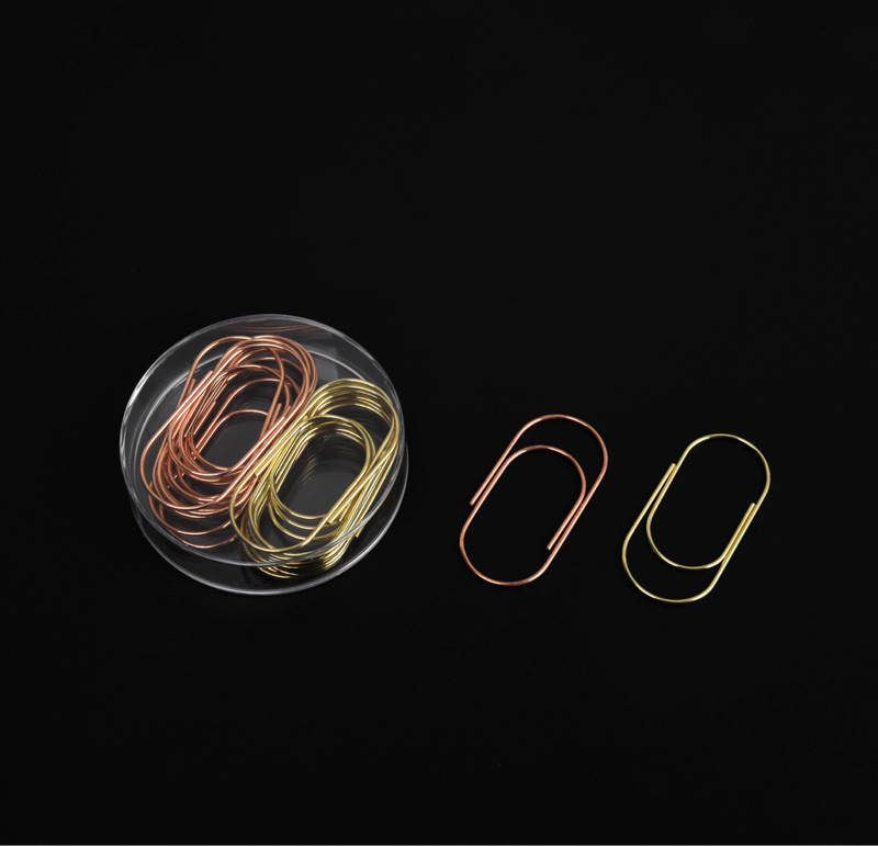 50mm Shaped Paper Clips Creative Customization 20 Pieces Color Paper Clip Metal Rose Gold Boxed Paper Clip