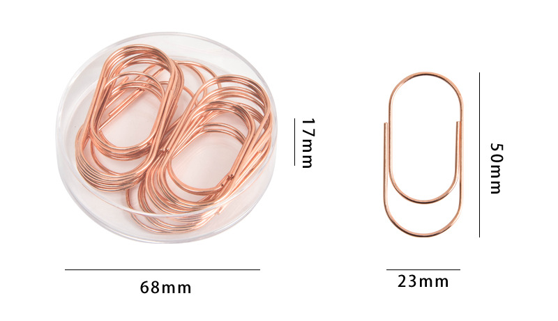 50mm Shaped Paper Clips Creative Customization 20 Pieces Color Paper Clip Metal Rose Gold Boxed Paper Clip