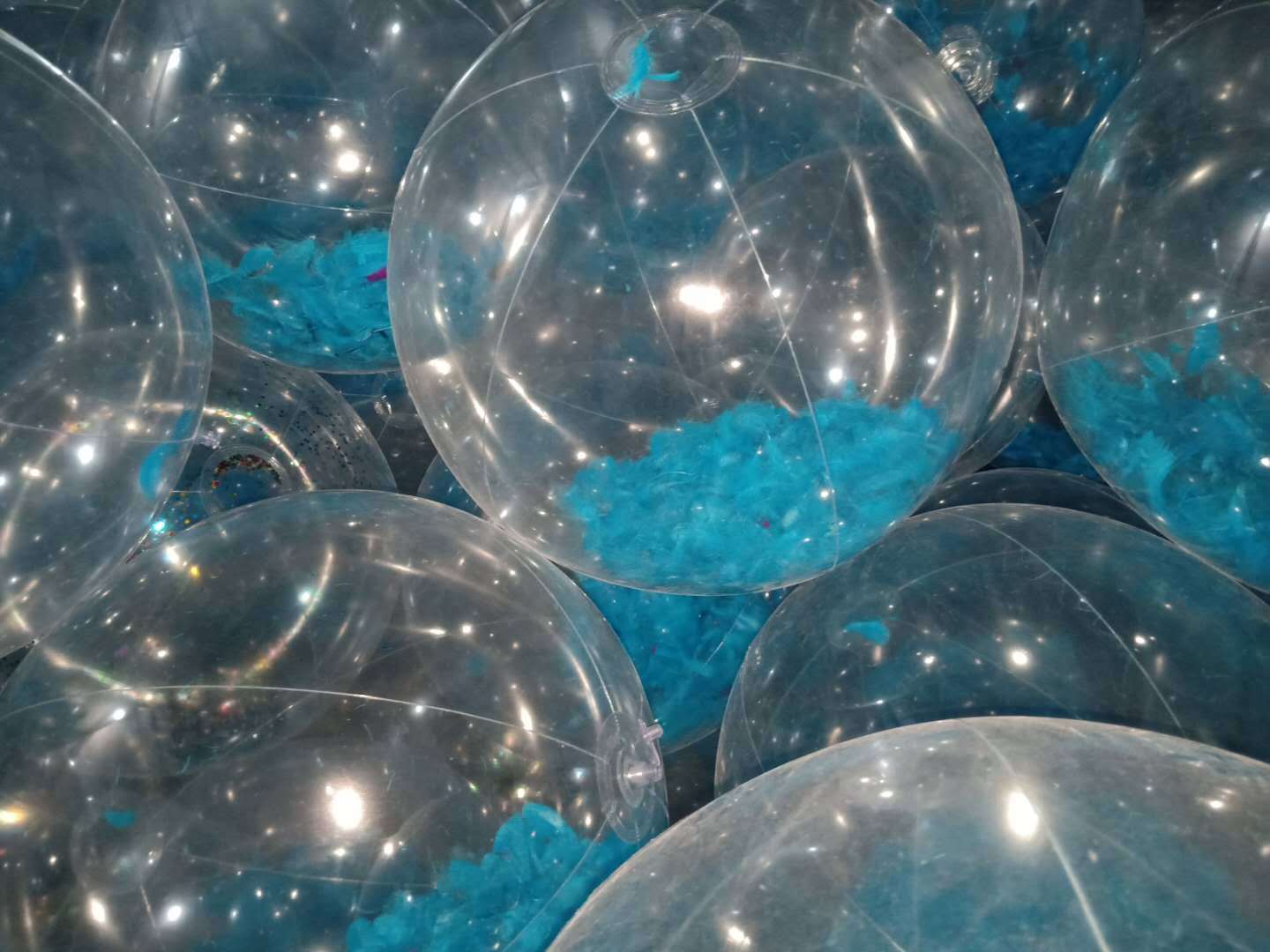 PVC inflatable Beach ball Transparent Flake ball Child Adult toy ball transparent Flake Beach ball filling ball
