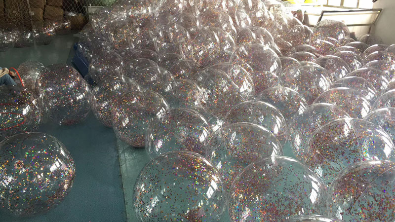 PVC inflatable Beach ball Transparent Flake ball Child Adult toy ball transparent Flake Beach ball filling ball