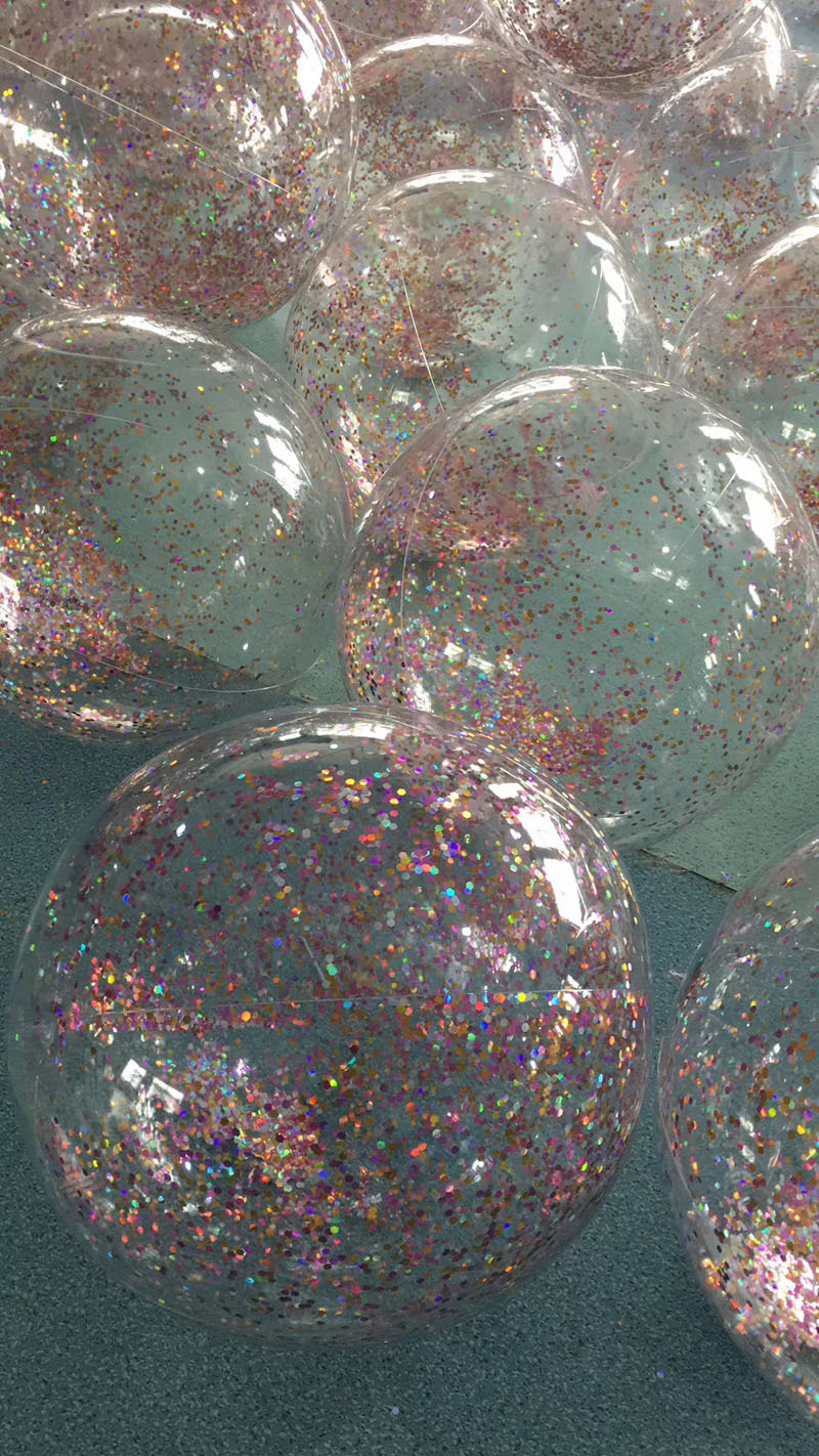PVC inflatable Beach ball Transparent Flake ball Child Adult toy ball transparent Flake Beach ball filling ball