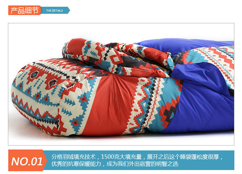 Folk style outdoor adult winter single down sleeping bag can be spliced -30 thick warm down sleeping bags