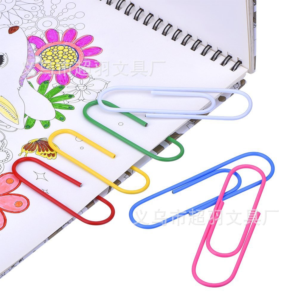 [Factory Sales] Color Plastic-Covered Paper Clip Nickel Plated Silver Cartoon Paper Clip 100mm Paper Clip