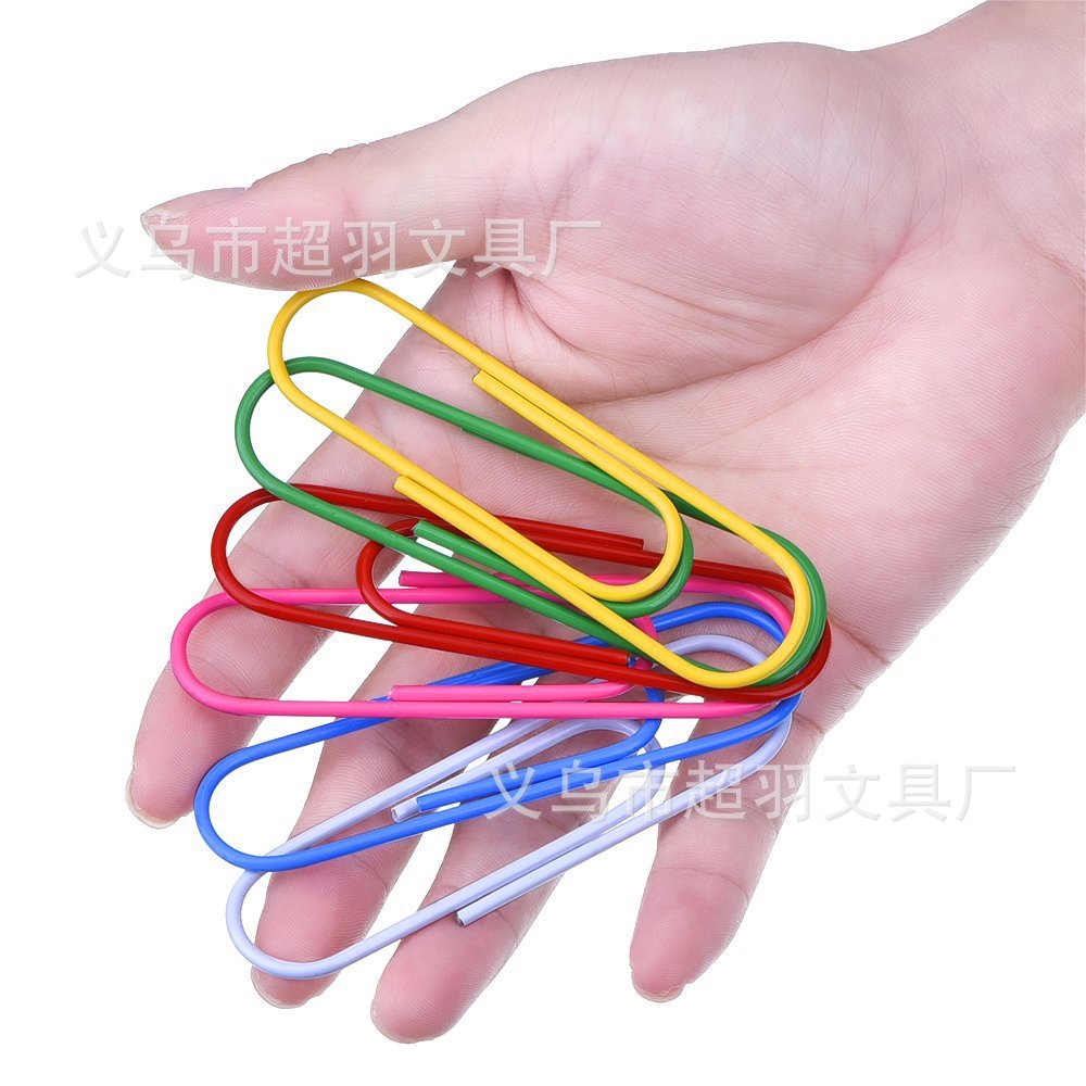 [Factory Sales] Color Plastic-Covered Paper Clip Nickel Plated Silver Cartoon Paper Clip 100mm Paper Clip