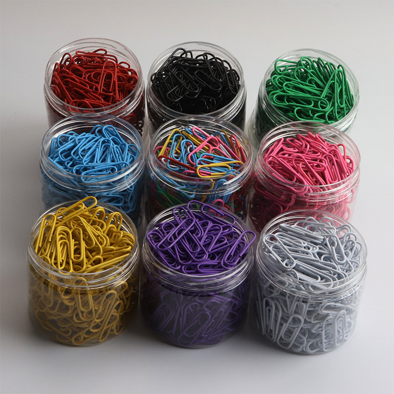 Metal Paper Clip Color Paper Clip Barrel Creative Multi-Color Cartoon Paper Clip Customization Desktop Products 28mm
