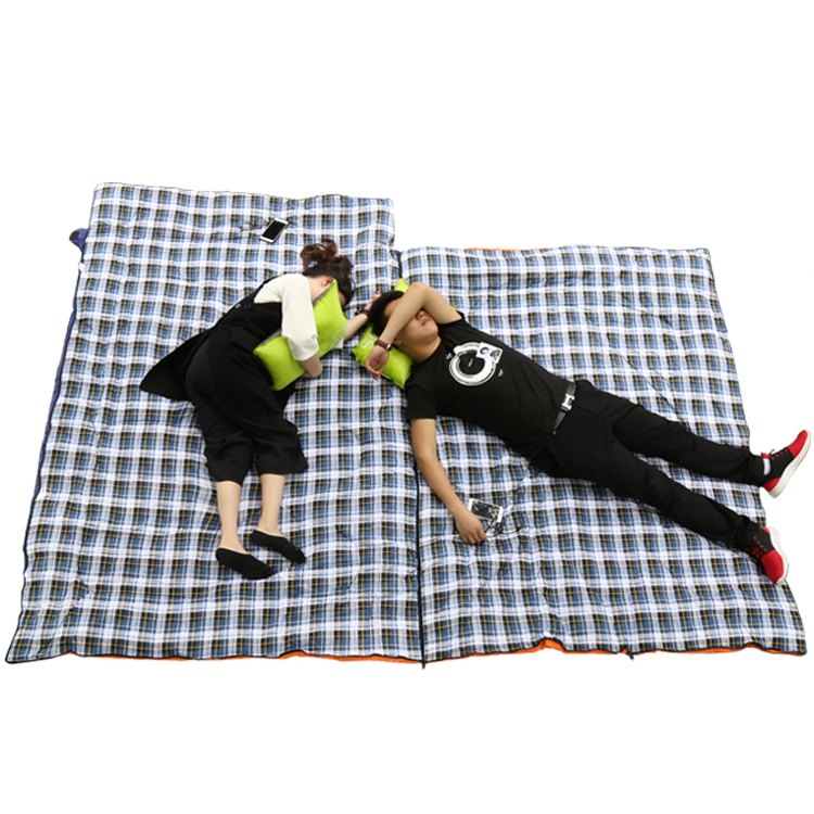 Outdoor double sleeping bag, autumn and winter camping, warm and thick envelope type sleeping bag