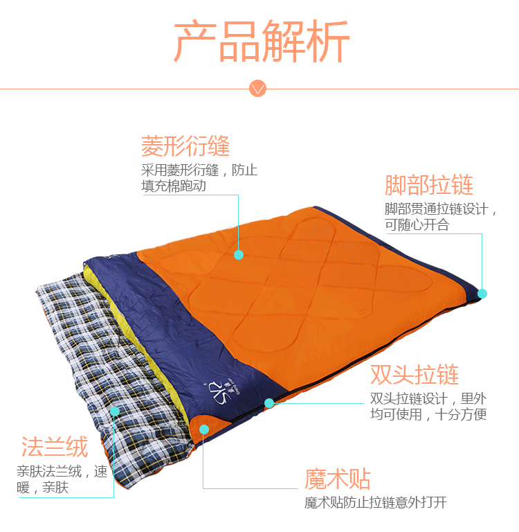 Outdoor double sleeping bag, autumn and winter camping, warm and thick envelope type sleeping bag Outdoor double sleeping bag, autumn and winter camping, warm and thick envelope type sleeping bag