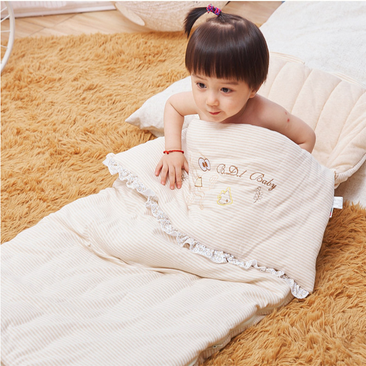 Bidole Baby Sleeping Bag Spring and Autumn Anti-Quilt Kick Artifact Baby Envelope Air-Conditioned Room Autumn and Winter Colored Cotton Sleeping Bag