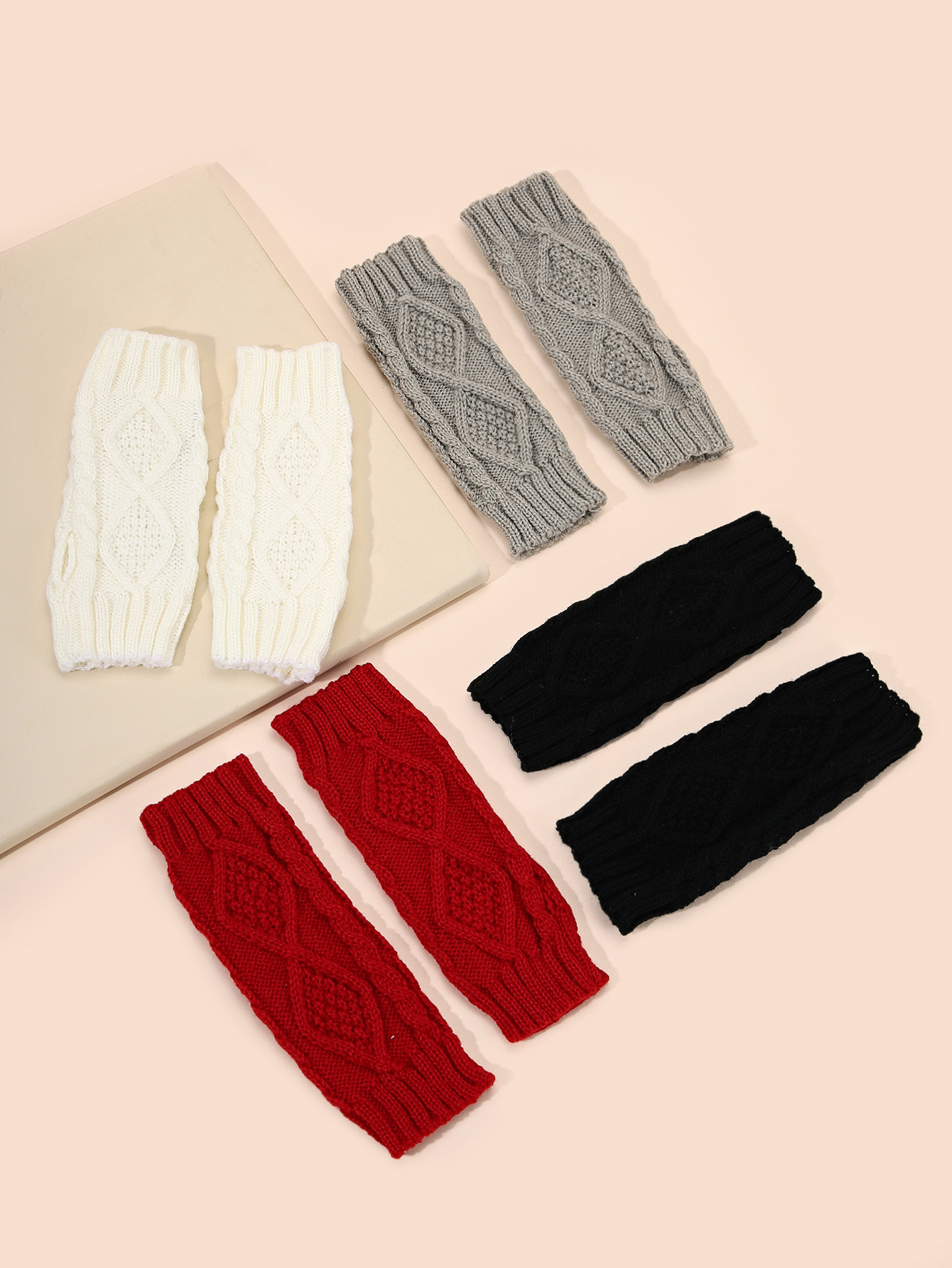 Knit Acrylic Gloves Rhombus Pattern Women Winter Mittens War Knit Acrylic Gloves Rhombus Pattern Women Winter Mittens War