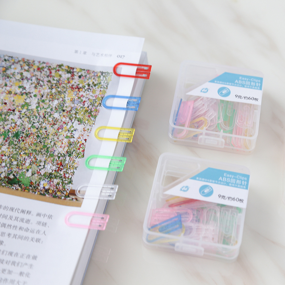 Plastic Paper Clip Office School Supplies Color Student Paper Storage Sorting Pin Boxed Anti-Rust Abs
