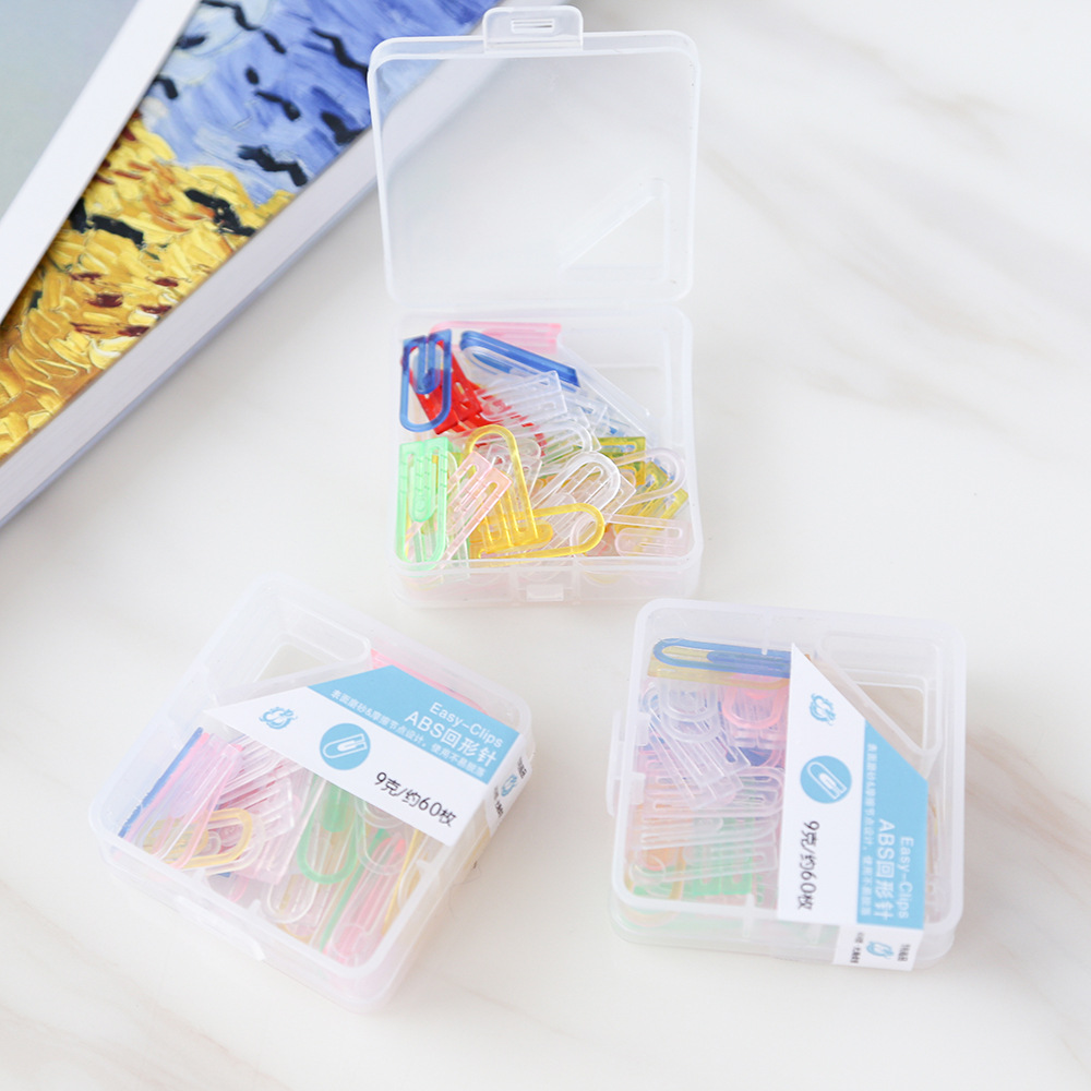 Plastic Paper Clip Office School Supplies Color Student Paper Storage Sorting Pin Boxed Anti-Rust Abs