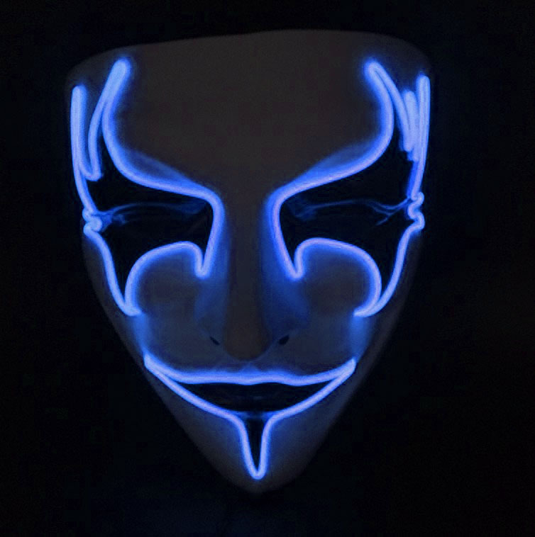 Halloween Glow mask PVC hand-painted bird&#039;s eye Ball V for vendetta mask flashing a cloud from the earth