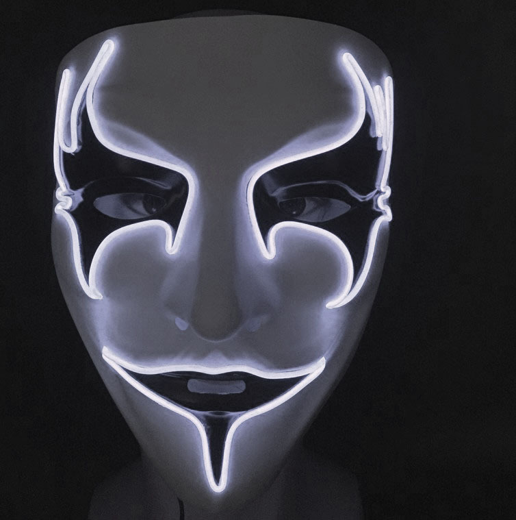 Halloween Glow mask PVC hand-painted bird&#039;s eye Ball V for vendetta mask flashing a cloud from the earth