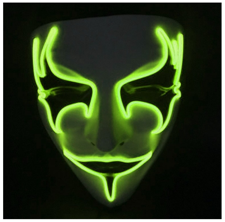 Halloween Glow mask PVC hand-painted bird&#039;s eye Ball V for vendetta mask flashing a cloud from the earth