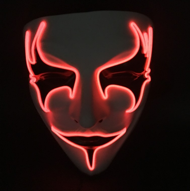Halloween Glow mask PVC hand-painted bird's eye Ball V for vendetta mask flashing a cloud from the earth
