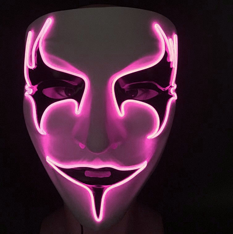 Halloween Glow mask PVC hand-painted bird's eye Ball V for vendetta mask flashing a cloud from the earth