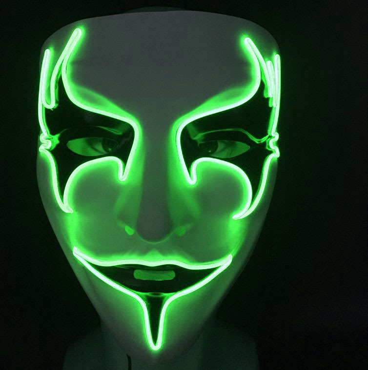 Halloween Glow mask PVC hand-painted bird's eye Ball V for vendetta mask flashing a cloud from the earth