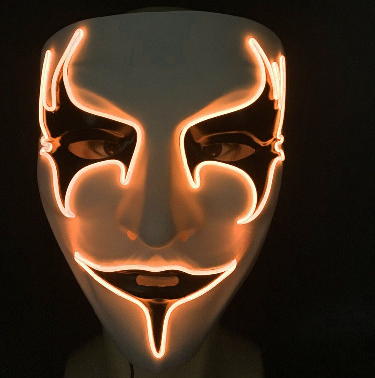 Halloween Glow mask PVC hand-painted bird's eye Ball V for vendetta mask flashing a cloud from the earth