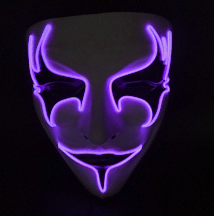 Halloween Glow mask PVC hand-painted bird's eye Ball V for vendetta mask flashing a cloud from the earth