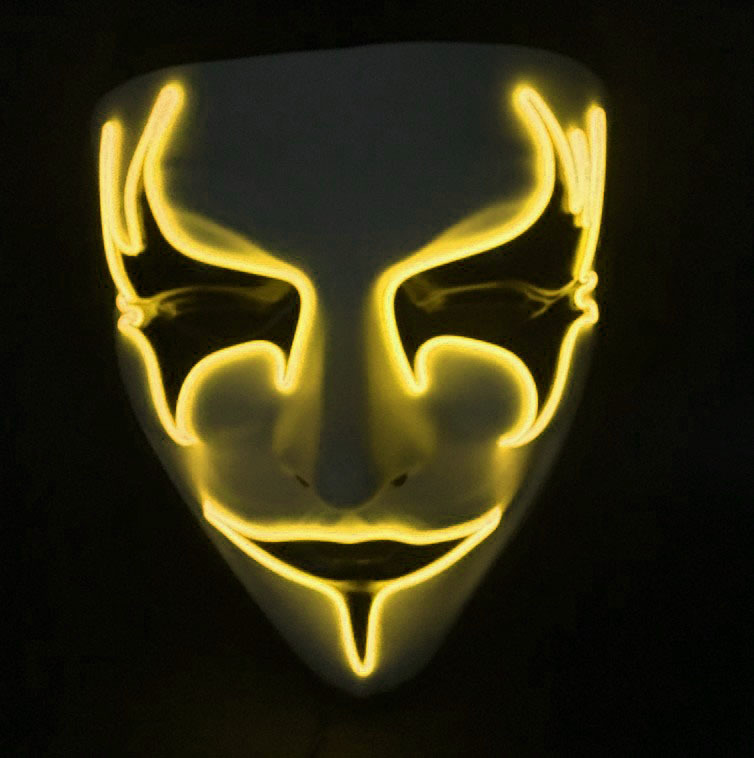 Halloween Glow mask PVC hand-painted bird's eye Ball V for vendetta mask flashing a cloud from the earth