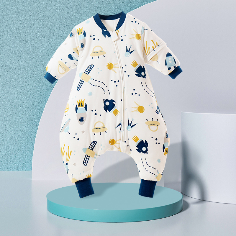 2021 Autumn and Winter Thickening Children Sleeping Bag Combed Cotton Baby Split Leg Sleeping Bag Cartoon Pure Cotton Baby Sleeping Bag Removable Sleeve