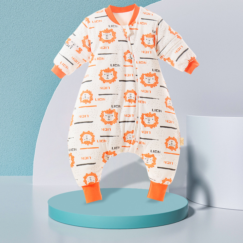 2021 Autumn and Winter Thickening Children Sleeping Bag Combed Cotton Baby Split Leg Sleeping Bag Cartoon Pure Cotton Baby Sleeping Bag Removable Sleeve