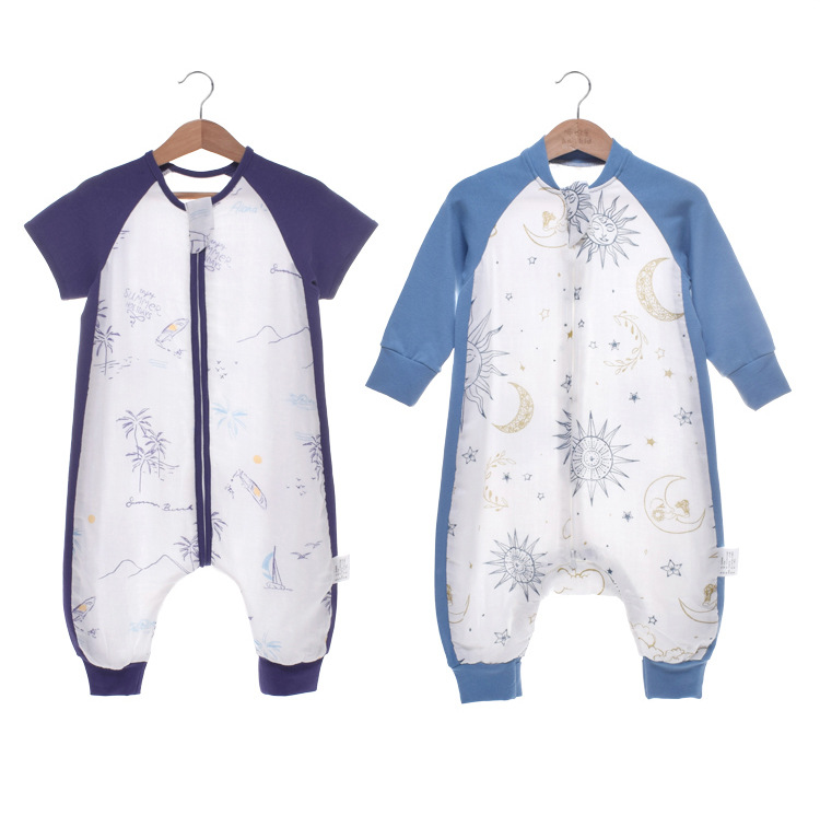 Baby Sleeping Bag Short Sleeve Long Sleeve Gauze Sleeping Bag Children's Gauze Stitching Split Leg Sleeping Bag Baby Anti-Kick Quilt Baby Sleeping Bag Short Sleeve Long Sleeve Gauze Sleeping Bag Children's Gauze Stitching Split Leg Sleeping Bag Baby Anti-Kick Quilt