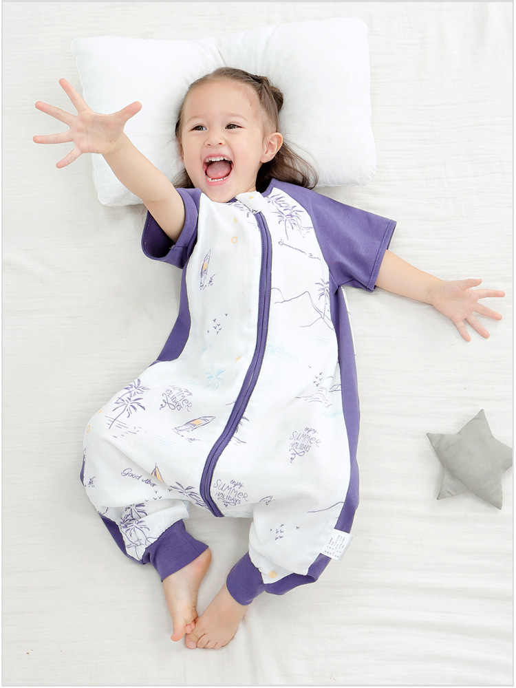 Baby Sleeping Bag Short Sleeve Long Sleeve Gauze Sleeping Bag Children's Gauze Stitching Split Leg Sleeping Bag Baby Anti-Kick Quilt Baby Sleeping Bag Short Sleeve Long Sleeve Gauze Sleeping Bag Children's Gauze Stitching Split Leg Sleeping Bag Baby Anti-Kick Quilt