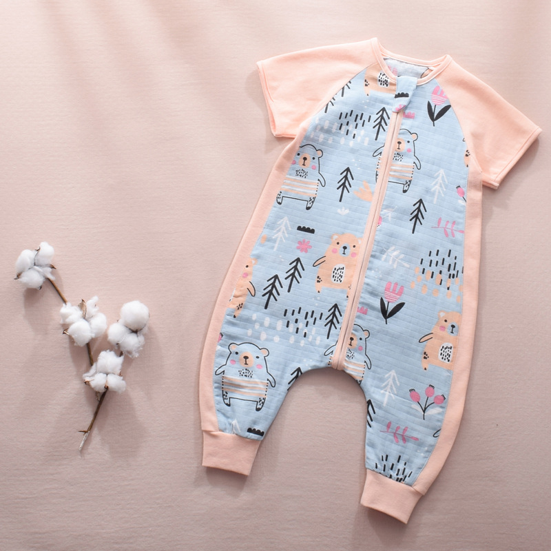 Baby Sleeping Bag Short Sleeve Long Sleeve Gauze Sleeping Bag Children's Gauze Stitching Split Leg Sleeping Bag Baby Anti-Kick Quilt Baby Sleeping Bag Short Sleeve Long Sleeve Gauze Sleeping Bag Children's Gauze Stitching Split Leg Sleeping Bag Baby Anti-Kick Quilt