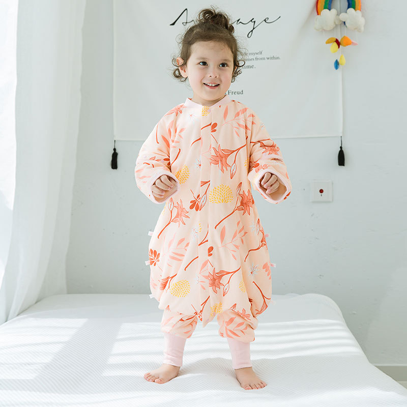 Baby Sleeping Bag Winter UTC Constant Temperature Sleeping Bag Removable Sleeve Baby Split Leg Sleeping Bag Children's Anti-Kick Quilt Extra Thick Sleeping Bag